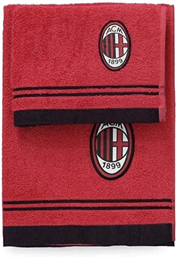 Ac Milan Handtuchset aus Baumwolle Rot Schwarz 100 x 60...